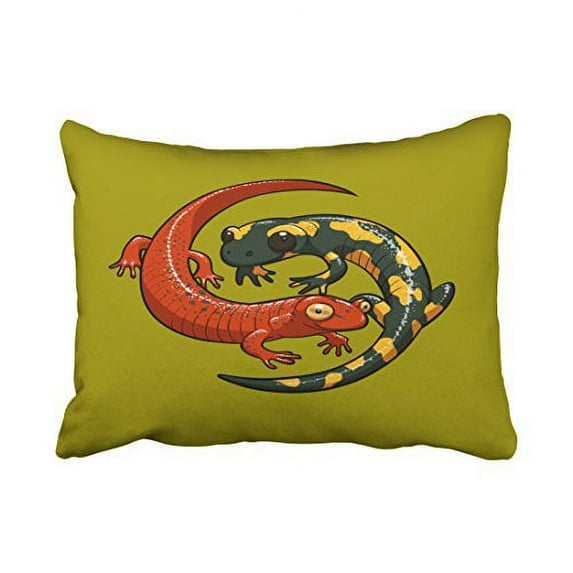 WinHome Two Colourful Smiling Salamanders Entwined Cartoon Green Polyester 20 x 30 Inch Rectangle Throw Pillow Covers With Hidden Zipper Home Sofa Cushion Decorative Pillowcases