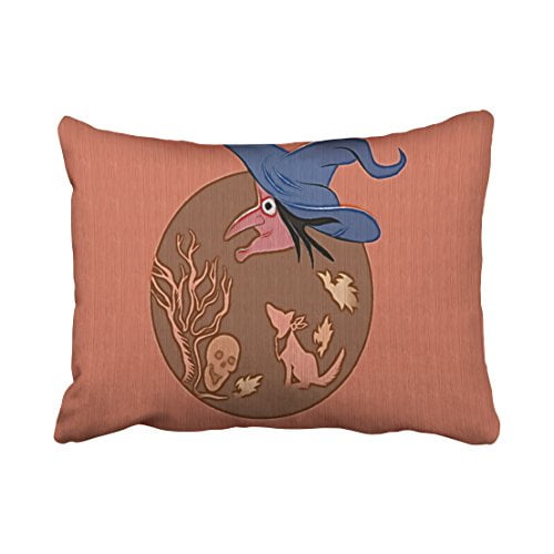 WinHome Vintage Abstract Funny Sketch Pattern Halloween Witch Skull Polyester 20 x 30 Inch Rectangle Throw Pillow Covers With Hidden Zipper Home Sofa Cushion Decorative Pillowcases