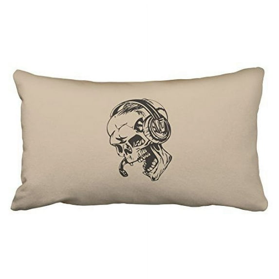 WinHome Vintage Abstract Skull With Headphone Pattern Halloween Hand Painted Polyester 20 x 30 Inch Rectangle Throw Pillow Covers With Hidden Zipper Home Sofa Cushion Decorative Pillowcases
