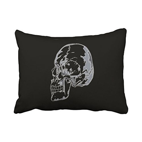 WinHome Vintage Abstract Skull Pattern Halloween Hand Painted Polyester 20 x 30 Inch Rectangle Throw Pillow Covers With Hidden Zipper Home Sofa Cushion Decorative Pillowcases