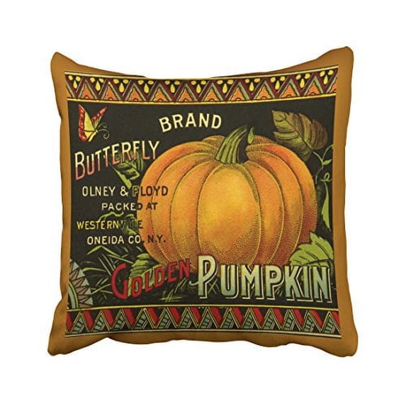 WinHome Vintage Can Label Art Butterfly Pumpkin Vegetable Throw Pillow Covers Cushion Cover Case 18x18 Inches Pillowcases Two Side