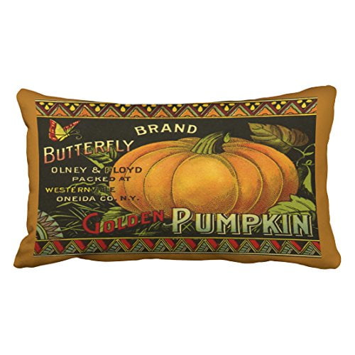 WinHome Vintage Can Label Art Butterfly Pumpkin Vegetable Throw Pillow Covers Cushion Cover Case 20X30 Inches Pillowcases Two Side