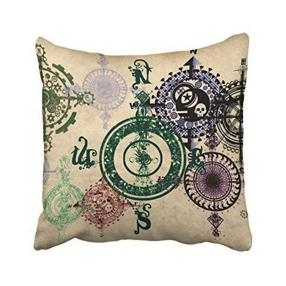 WinHome Vintage Colorful Compass Patterns Design Decorative Pillowcases With Hidden Zipper Decor Cushion Covers Two Sides 18x18 inches