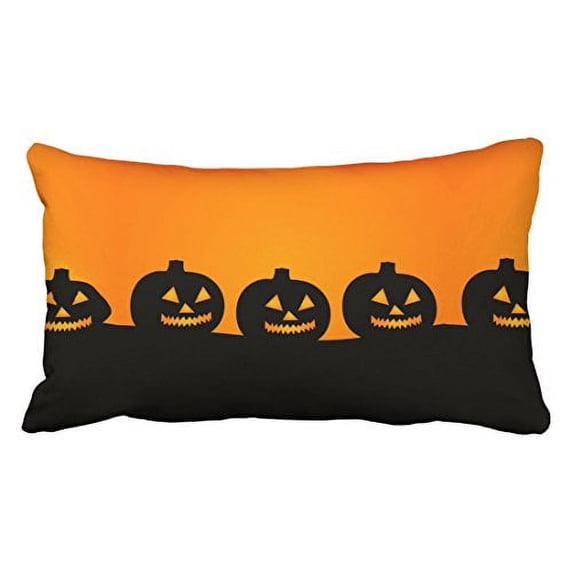 WinHome Vintage Fashion Happy Halloween Pumpkin Lanterns Simple Pattern Polyester 20 x 30 Inch Rectangle Throw Pillow Covers With Hidden Zipper Home Sofa Cushion Decorative Pillowcases