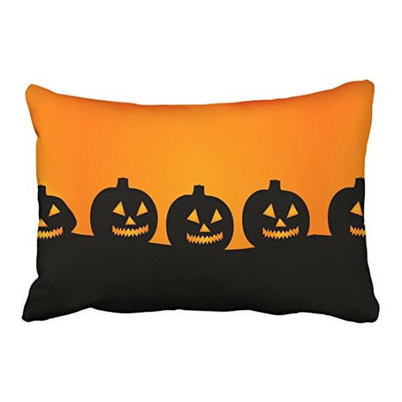 WinHome Vintage Fashion Happy Halloween Pumpkin Lanterns Simple Pattern Polyester 20 x 30 Inch Rectangle Throw Pillow Covers With Hidden Zipper Home Sofa Cushion Decorative Pillowcases