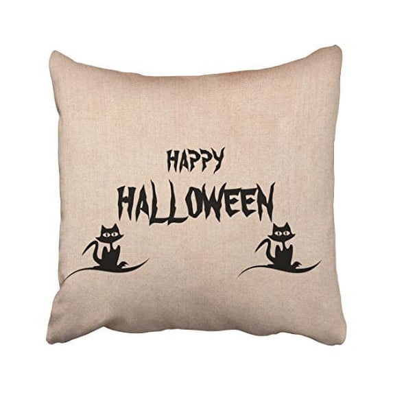 WinHome Vintage Fashion Happy Halloween Scary Cat Pattern Polyester 18 x 18 Inch Square Throw Pillow Covers With Hidden Zipper Home Sofa Cushion Decorative Pillowcases