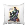 thumbnail image 1 of WinHome Vintage Fashion Happy Halloween Zombie Girl Pin Up Pumpkin Polyester 18 x 18 Inch Square Throw Pillow Covers With Hidden Zipper Home Sofa Cushion Decorative Pillowcases, 1 of 1