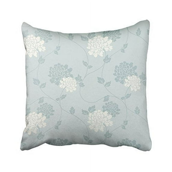 WinHome Vintage Flowers And Leaves Pattern Green Gray Background Decorative Pillowcases With Hidden Zipper Decor Cushion Covers Two Sides 18x18 inches