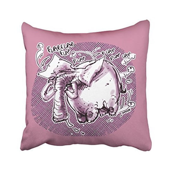 WinHome Vintage Flying Elephant Color Watercolor Polyester 18 x 18 Inch Square Throw Pillow Covers With Hidden Zipper Home Sofa Cushion Decorative Pillowcases