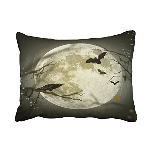 WinHome Halloween Moon Throw Pillow Covers Cushion Cover Case 20X30 Inches Pillowcases Two Side