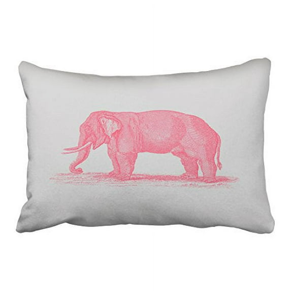 WinHome Vintage Pink Elephant On Gray 1800s Elephants Polyester 20 x 30 Inch Rectangle Throw Pillow Covers With Hidden Zipper Home Sofa Cushion Decorative Pillowcases