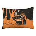 thumbnail image 1 of WinHome Vintage Popular Happy Halloween Old Witch In Haunted Forest Black And Orange Polyester 20 x 30 Inch Rectangle Throw Pillow Covers With Hidden Zipper Home Sofa Cushion Decorative Pillowcases, 1 of 1
