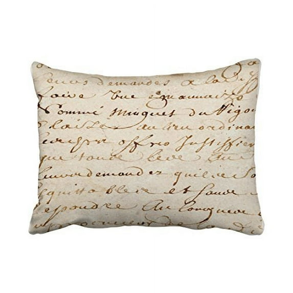 WinHome Vintage Retro Traditional Popular French Script Grunge Parchment Paper Polyester 20 x 30 Inch Rectangle Throw Pillow Covers With Hidden Zipper Home Sofa Cushion Decorative Pillowcases