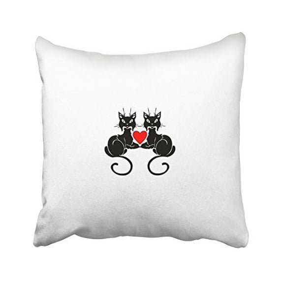 WinHome Vintage Simple Two Black Cat Love Halloween Fashion Polyester 18 x 18 Inch Square Throw Pillow Covers With Hidden Zipper Home Sofa Cushion Decorative Pillowcases