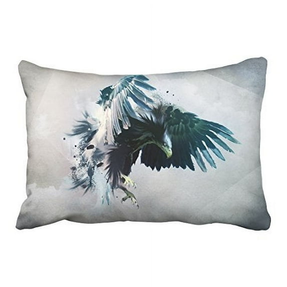 WinHome Watercolor Blue Fly Eagle Art Drawing Decorative Pillowcases With Hidden Zipper Decor Cushion Covers Two Side 20x30 inches
