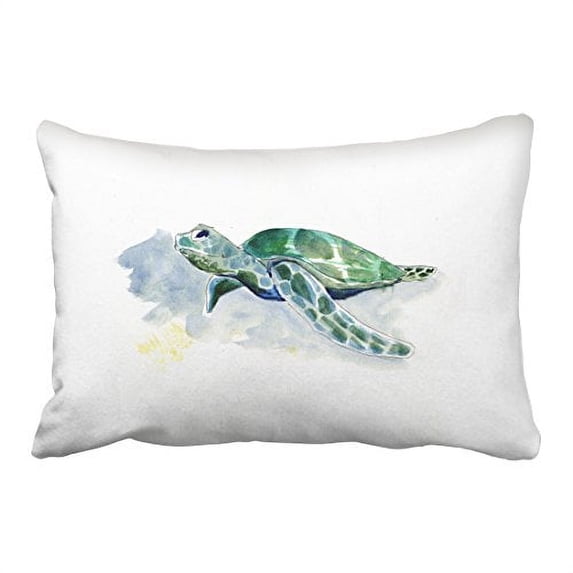 WinHome Watercolor Green Turtose Cute Hand Drawing Decorative Pillowcases With Hidden Zipper Decor Cushion Covers Two Side 20x30 inches