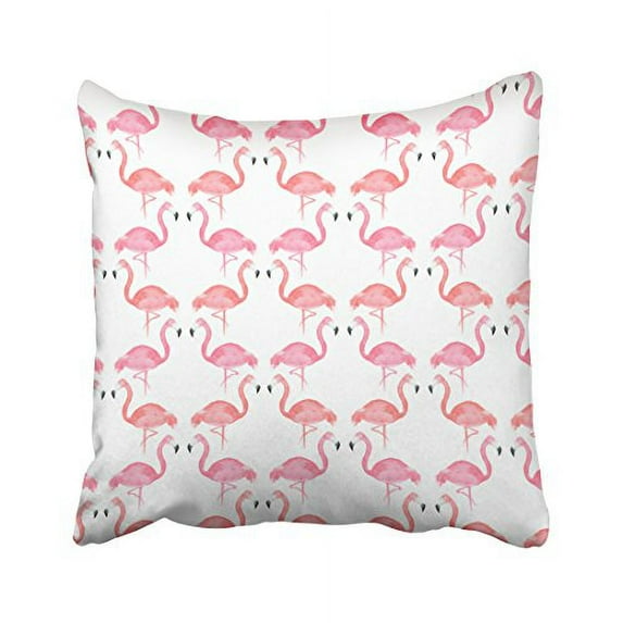 WinHome Watercolor Pink Flamingo Cute Drawing Decorative Pillow Cover With Hidden Zipper Decor Cushion Two Sides 20x20 inches