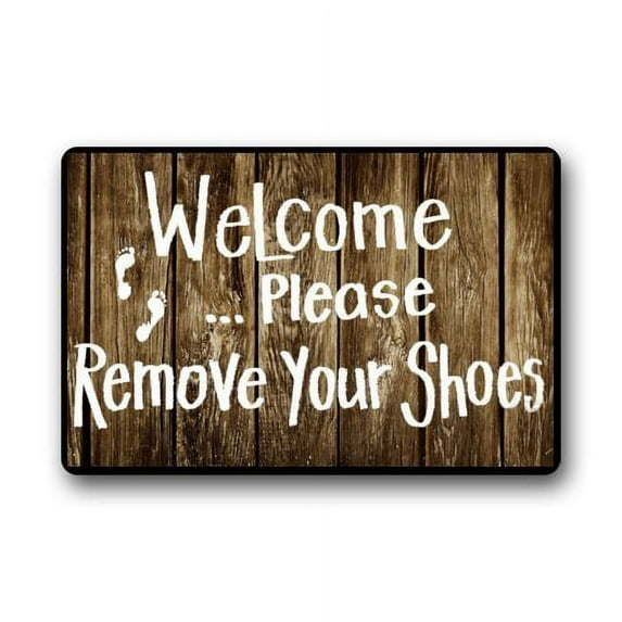 WinHome Welcome Please Remove Your Shoes Doormat Floor Mats Rugs Outdoors/Indoor Doormat Size 23.6x15.7 inches