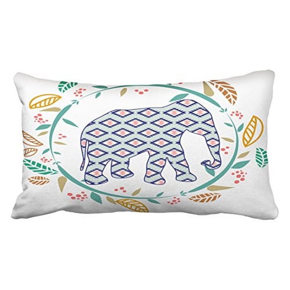 WinHome White Elephant Leaf Gypsy Geometric Boho Polyester 20 x 30 Inch Rectangle Throw Pillow Covers With Hidden Zipper Home Sofa Cushion Decorative Pillowcases