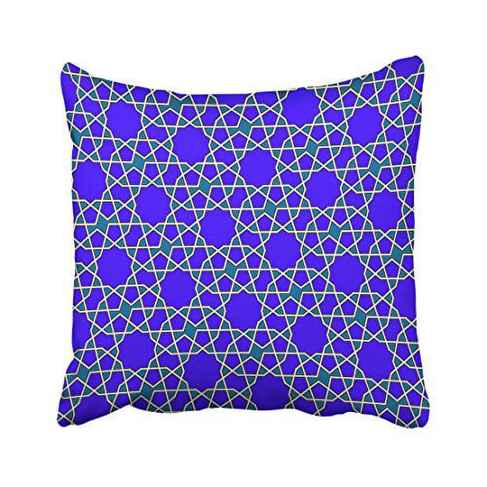 WinHome White Lines Patterns Design Royal Blue Pillow Cover With Hidden Zipper Decor Cushion Two
