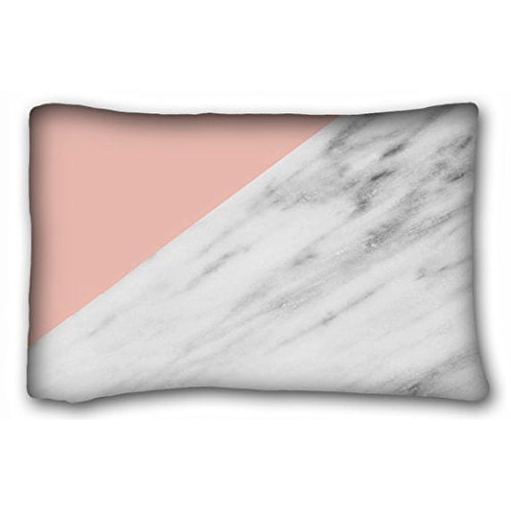 WinHome White Marble Pink Pillow Case Cases Cover Cushion Covers Sofa Size 20x30 Inches Two Side