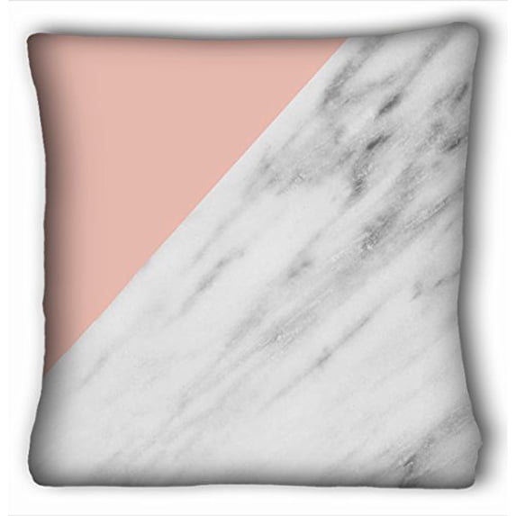 WinHome White Marble Pink Throw Pillow Case Cases Cover Cushion Covers Sofa Size 18x18 Inches Two Side