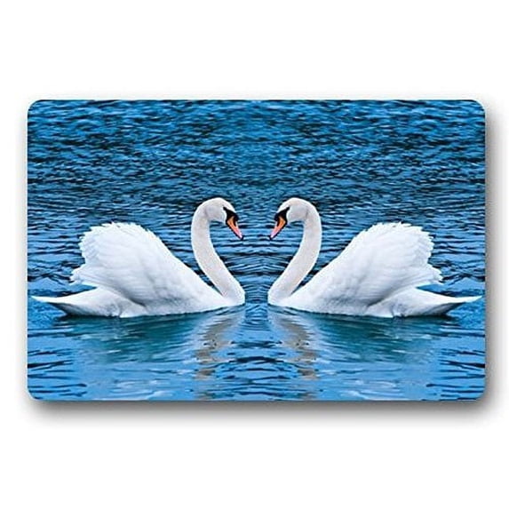 WinHome White Swan Doormat Floor Mats Rugs Outdoors/Indoor Doormat Size 23.6x15.7 inches