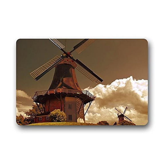 WinHome Windmill Art Doormat Floor Mats Rugs Outdoors/Indoor Doormat Size 30x18 inches