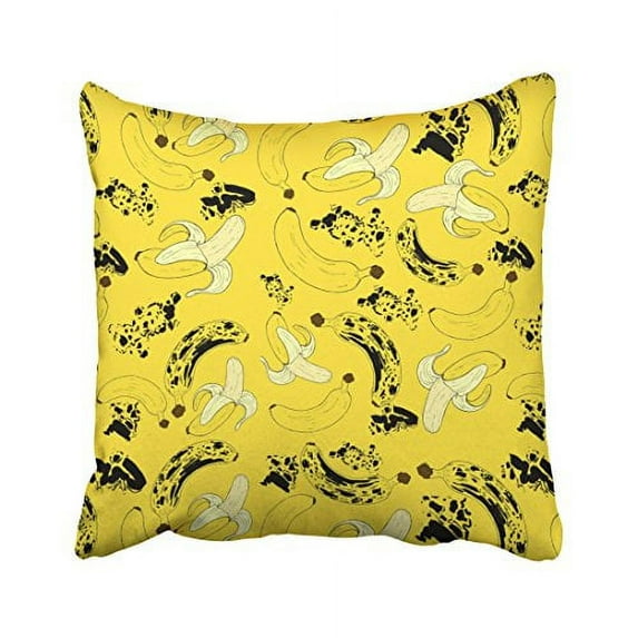 WinHome Yellow And Black Banana Pattern Special Drawing Decorative Pillow Cover With Hidden Zipper Decor Cushion Two Sides 18x18 inches