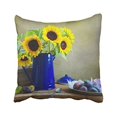 thumbnail image 1 of WinHome Yellow Sun Flowers Royal Blue Vase Plums Vintage Decorative Pillowcases With Hidden Zipper Decor Cushion Covers Two Sides 18x18 inches, 1 of 1