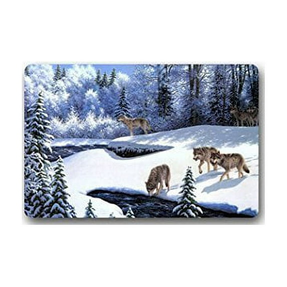 WinHome wolves wolf Doormat Floor Mats Rugs Outdoors/Indoor Doormat Size 30x18 inches