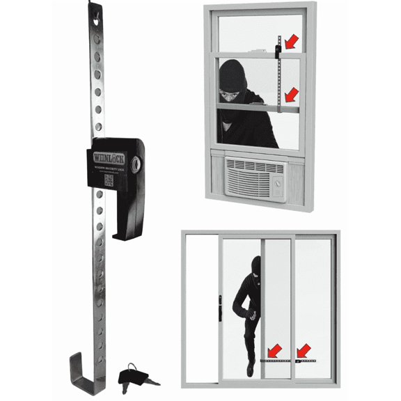 Winlock Window & Patio Security Bar for Child Safety, Burglary Prevention (blk, 28" tall 2.25" wide)