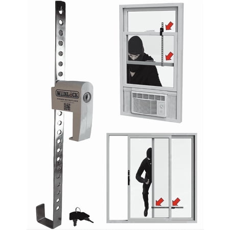 Winlock Window & Patio Security Bar for Child Safety, Burglary Prevention (wht, 28" tall 2.25" wide)