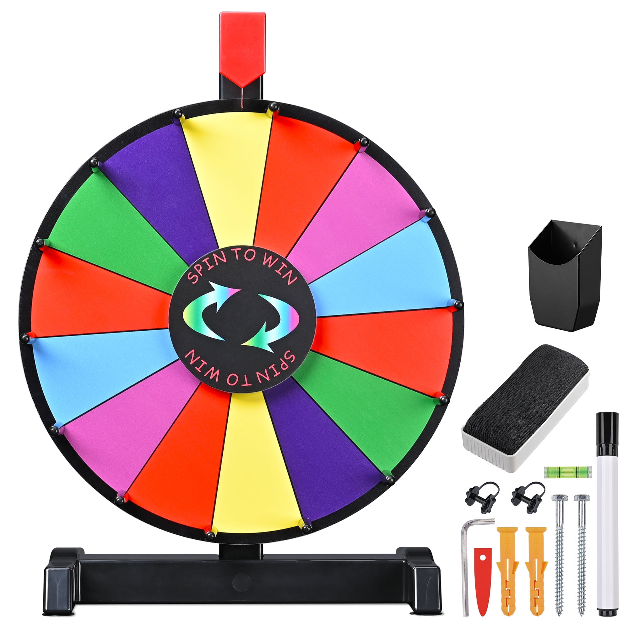 WinSpin 12 Editable Color Prize Wheel Wall Mounted Tabletop 14