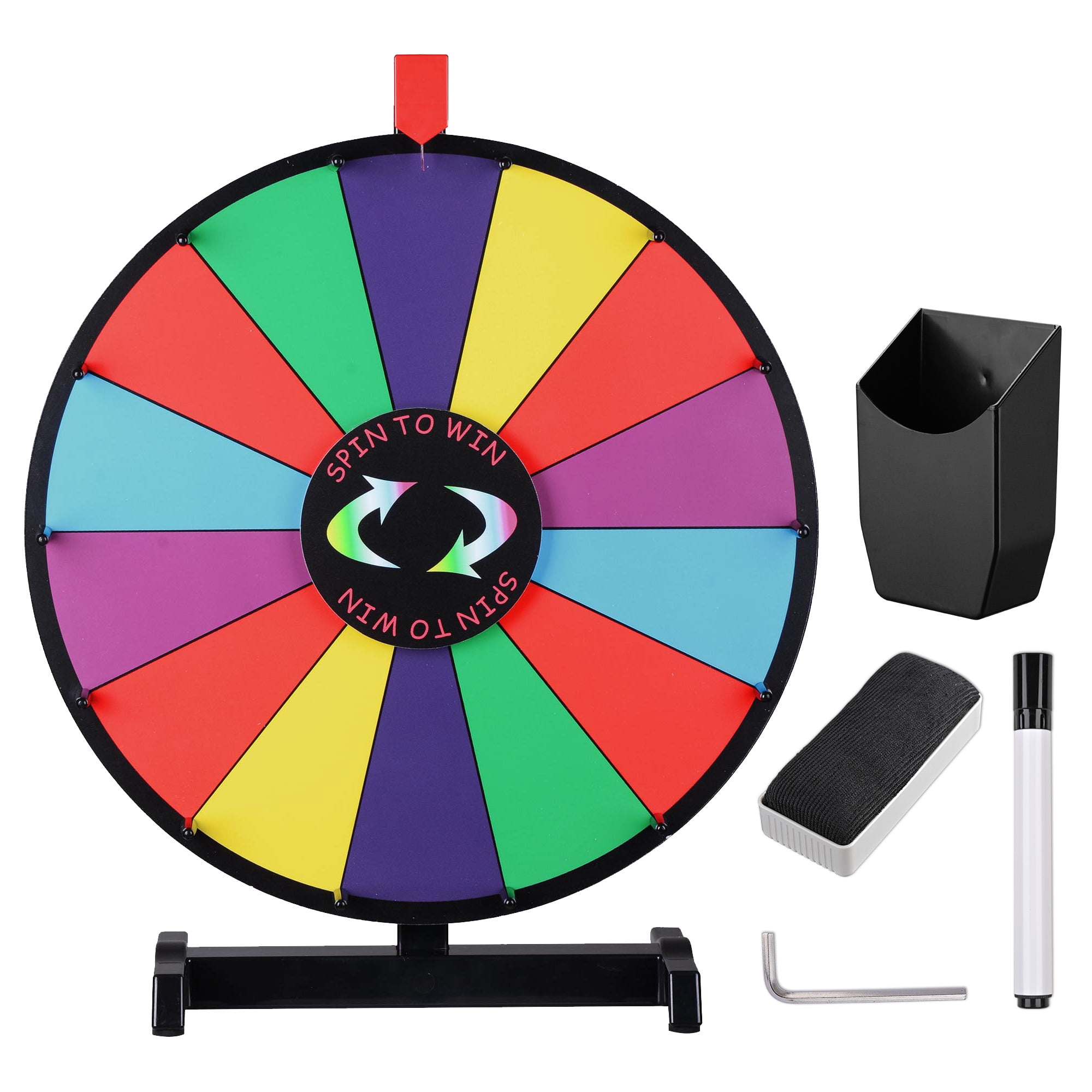 WinSpin 18 Inch Tabletop Color Prize Wheel 14 Slots Editable