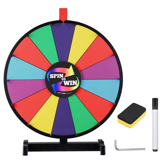 WinSpin 18 Inch Tabletop Color Prize Wheel 14 Slots Editable Fortune Carnival Spinning Game