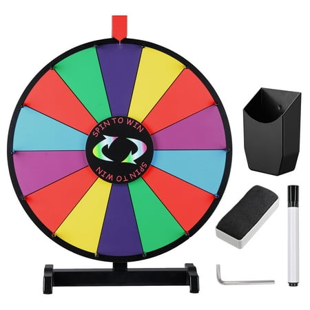 WinSpin 18 Inch Tabletop Color Prize Wheel 14 Slots Editable Fortune Carnival Spinning Game