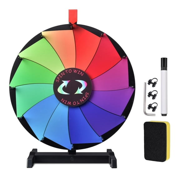 WinSpin 18" Tabletop Color Prize Wheel 12 Slots Editable Fortune Spinning Wheel for Tradeshow Carnival Game Wheel, Pinwheel Series