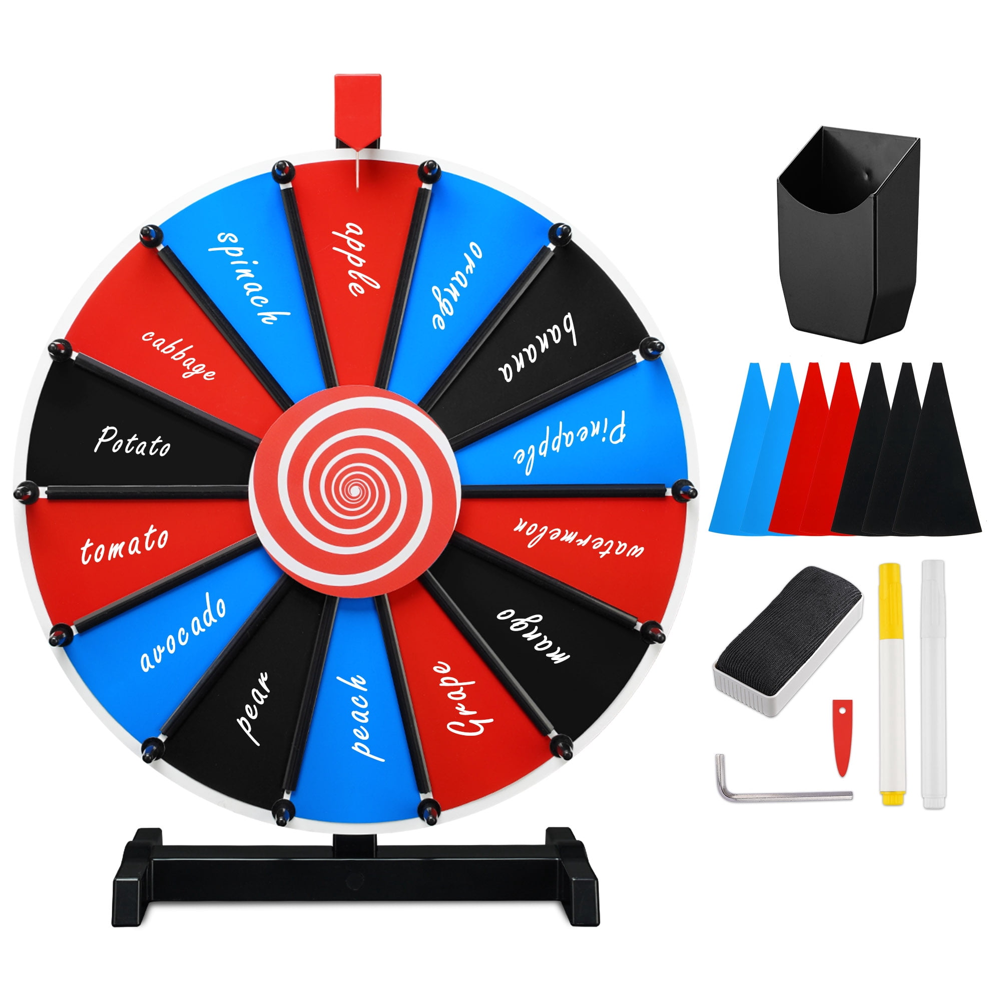 WinSpin 18" Tabletop DIY Color Prize Wheel 14 Slot Editable Spin Game ...