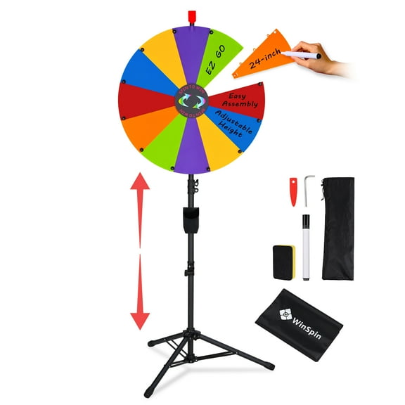 WinSpin 24" DIY Modular Prize Wheel 12 Slots with Floor Stand Height Adjustable for Carnival Spinner Game Events School