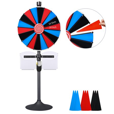 WinSpin 24" DIY Prize Wheel Tabletop Floor Stand Spin Game w/ Brochure Holder