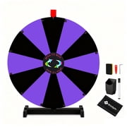 WinSpin 24" Display Prize Wheel Black & Purple DIY Tabletop 12 Slots Modular Custom Spinning Wheel for Pop Up Trade Show