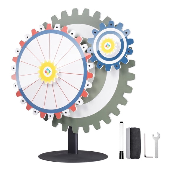 WinSpin 24" Dual Gear Prize Wheel Tabletop Spinning Editable 15 Slots Trade Show