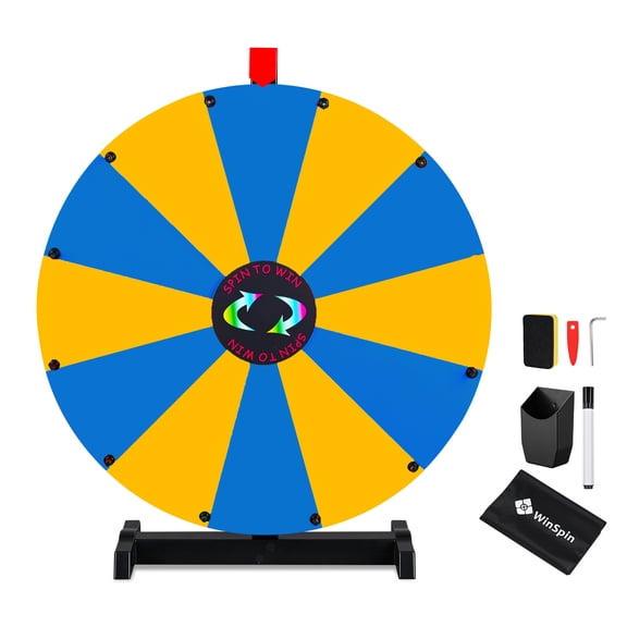 WinSpin 24" Pop Up Display Tabletop Prize Wheel Blue & Yellow Trade Show Display Spinning Wheel 12 Slots for Outdoor Booths Exhibition Events