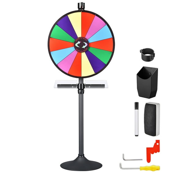 WinSpin 24" Prize Wheel Tabletop Floor Stand Spinning Game w/ Serving Tray