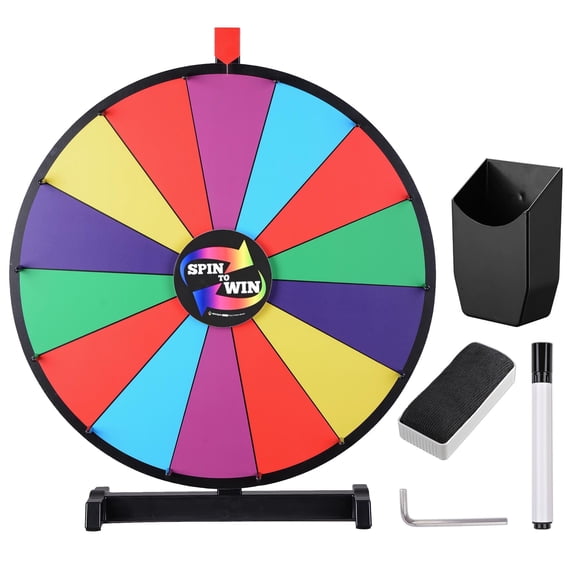 WinSpin 24" Tabletop Spinning Prize Wheel 14 Slots with Color Dry Erase Trade Show Fortune Spin Game