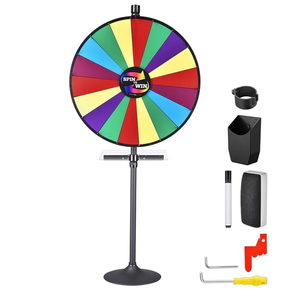 WinSpin 36" Prize Wheel Tabletop Floor Stand Spinning Game w/ Serving Tray