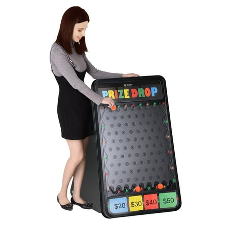 WinSpin 41x25" Prize Drop Board Game with LED Lights 12 Pucks Customizable Logo Area Slots Carnival Tabletop