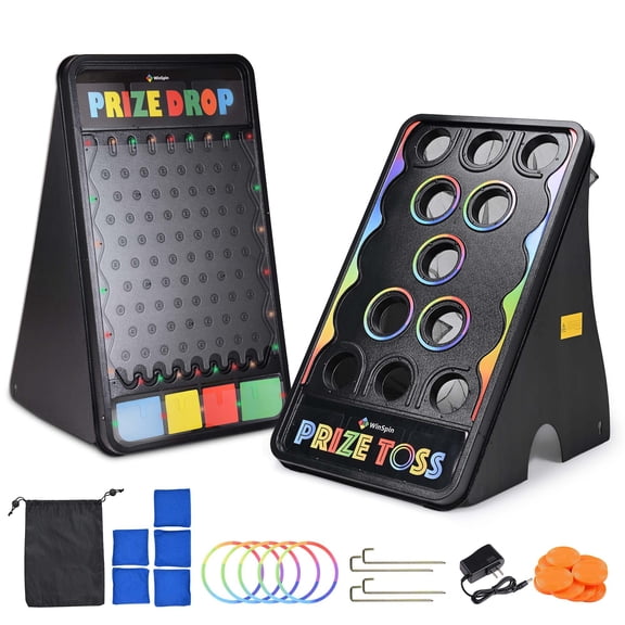 WinSpin Bean Bag Toss Game & Large Prize Drop w/ LED Light for Carnival School