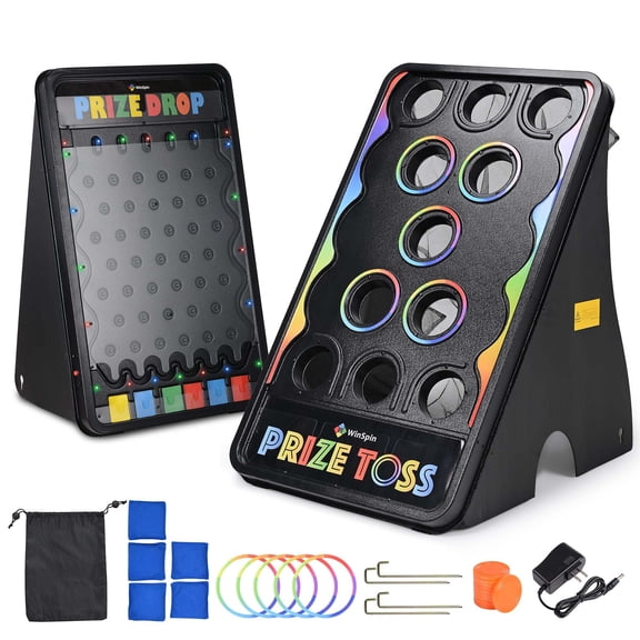 WinSpin Bean Bag Toss Game & Medium Prize Drop w/ LED Light for Carnival School